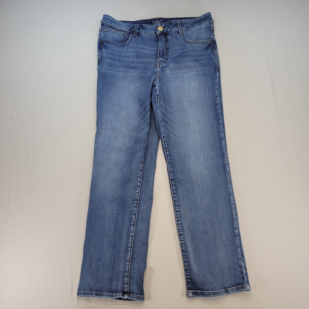 Maurices Everflex Jeans Women 14 Short Blue Mid Rise Straight Leg Stretch